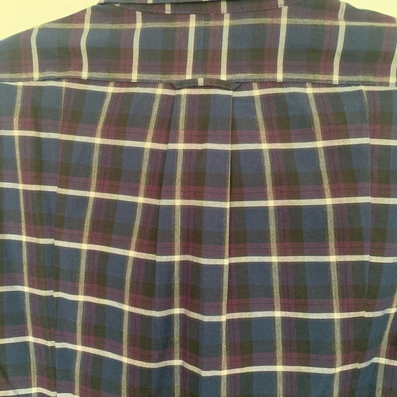 Mens Bloomingdales Mens Store button front casual size M blue and purple plaid - Picture 4 of 4